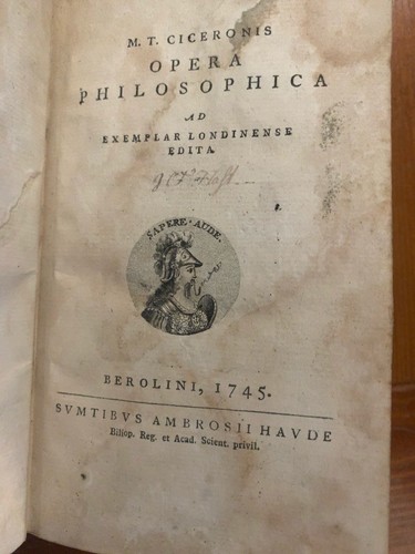 Cicero opera philosophica - cicero, 1745