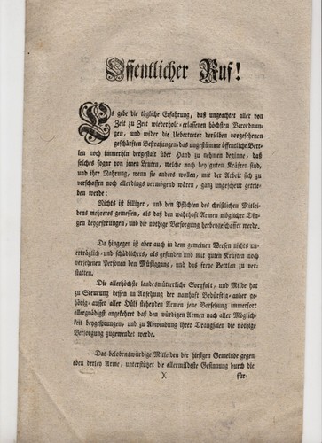 Dekret wien 1767 - wien, betteln